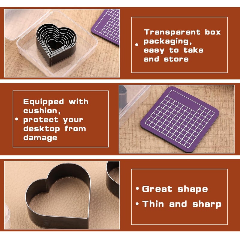Yizzvb 8 Pcs Heart Leather Cutter Set, 8 Sizes High Carbon Steel Heart Punch Tools, Sharp Hollow Die Cutters for DIY Leather Crafts, Jewelry Making with Portable Plastic Storage Box - Image 4